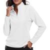 MoFiz Women’s 1/4 Zip Polar Fleece Pullover Long Sleeve Soft Lightweight Warm Winter Jacket Top(White)