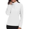 MoFiz Women’s 1/4 Zip Polar Fleece Pullover Long Sleeve Soft Lightweight Warm Winter Jacket Top(White)