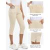 MoFiz Women’s Capri Pants Summer Pull-On Stretch Straight Leg Golf Yoga & Business Casual Dressy Cropped Pants with Pockets(Apricot)