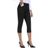 MoFiz Women’s Capri Pants Summer Pull-On Stretch Straight Leg Golf Yoga & Business Casual Dressy Cropped Pants with Pockets(Black)