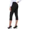 MoFiz Women’s Capri Pants Summer Pull-On Stretch Straight Leg Golf Yoga & Business Casual Dressy Cropped Pants with Pockets(Black)