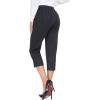MoFiz Women’s Capri Pants Summer Pull-On Stretch Straight Leg Golf Yoga & Business Casual Dressy Cropped Pants with Pockets(Black Pinstripe)
