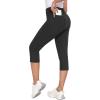 MoFiz Women’s Capri Pants Summer Pull-On Stretch Straight Leg Golf Yoga & Business Casual Dressy Cropped Pants with Pockets(Charcoal Dark Grey)