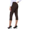 MoFiz Women’s Capri Pants Summer Pull-On Stretch Straight Leg Golf Yoga & Business Casual Dressy Cropped Pants with Pockets(Coffee Brown)