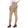 MoFiz Women’s Capri Pants Summer Pull-On Stretch Straight Leg Golf Yoga & Business Casual Dressy Cropped Pants with Pockets(Khaki)