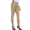 MoFiz Women’s Capri Pants Summer Pull-On Stretch Straight Leg Golf Yoga & Business Casual Dressy Cropped Pants with Pockets(Khaki)