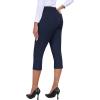 MoFiz Women’s Capri Pants Summer Pull-On Stretch Straight Leg Golf Yoga & Business Casual Dressy Cropped Pants with Pockets(Navy Blue)