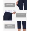 MoFiz Women’s Capri Pants Summer Pull-On Stretch Straight Leg Golf Yoga & Business Casual Dressy Cropped Pants with Pockets(Navy Blue)