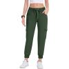 MoFiz Women’s Cargo Joggers Lightweight Quick-Dry Elastic Waist Summer Pants for Hiking, Golf & Outdoor Travel Ankle Cuffs(Army Green)
