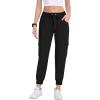 MoFiz Women’s Cargo Joggers Lightweight Quick-Dry Elastic Waist Summer Pants for Hiking, Golf & Outdoor Travel Ankle Cuffs(Black)