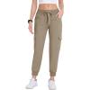 MoFiz Women’s Cargo Joggers Lightweight Quick-Dry Elastic Waist Summer Pants for Hiking, Golf & Outdoor Travel Ankle Cuffs(Khaki)