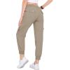 MoFiz Women’s Cargo Joggers Lightweight Quick-Dry Elastic Waist Summer Pants for Hiking, Golf & Outdoor Travel Ankle Cuffs(Khaki)