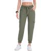 MoFiz Women’s Cargo Joggers Lightweight Quick-Dry Elastic Waist Summer Pants for Hiking, Golf & Outdoor Travel Ankle Cuffs(Light Green)