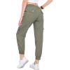MoFiz Women’s Cargo Joggers Lightweight Quick-Dry Elastic Waist Summer Pants for Hiking, Golf & Outdoor Travel Ankle Cuffs(Light Green)