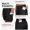 MoFiz Women’s Cargo Shorts Bermuda Shorts Button Pockets Elastic Waist Knee Length Long Hiking Casual Shorts for Summer(Black)
