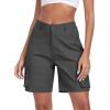 MoFiz Women’s Cargo Shorts Bermuda Shorts Button Pockets Elastic Waist Knee Length Long Hiking Casual Shorts for Summer(Grey)
