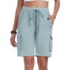 MoFiz Women’s Cargo Shorts Quick Dry Athletic Shorts Lightweight Running Summer Hiking Shorts with Pockets(Grey Blue)