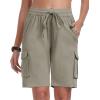 MoFiz Women’s Cargo Shorts Quick Dry Athletic Shorts Lightweight Running Summer Hiking Shorts with Pockets(Grey Khaki)