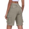 MoFiz Women’s Cargo Shorts Quick Dry Athletic Shorts Lightweight Running Summer Hiking Shorts with Pockets(Grey Khaki)