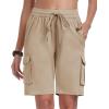 MoFiz Women’s Cargo Shorts Quick Dry Athletic Shorts Lightweight Running Summer Hiking Shorts with Pockets(Khaki)