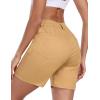 MoFiz Women’s Cotton Bermuda Cargo Shorts 7″ Casual Summer Elastic Waist Hiking Shorts with 6 Pockets(Beige)