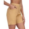 MoFiz Women’s Cotton Bermuda Cargo Shorts 7″ Casual Summer Elastic Waist Hiking Shorts with 6 Pockets(Beige)