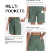 MoFiz Women’s Cotton Bermuda Cargo Shorts 7″ Casual Summer Elastic Waist Hiking Shorts with 6 Pockets(Gray-green)