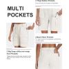 MoFiz Women’s Cotton Bermuda Cargo Shorts 7″ Casual Summer Elastic Waist Hiking Shorts with 6 Pockets(White)