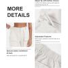 MoFiz Women’s Cotton Bermuda Cargo Shorts 7″ Casual Summer Elastic Waist Hiking Shorts with 6 Pockets(White)