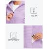 MoFiz Womens Fleece Lined Softshell Jacket Hooded Lightweight Insulated Puffer Hybrid Down Jacket Full Zip Running Coat(Light Purple)