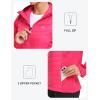 MoFiz Womens Fleece Lined Softshell Jacket Hooded Lightweight Insulated Puffer Hybrid Down Jacket Full Zip Running Coat(Rose Red)