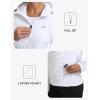 MoFiz Womens Fleece Lined Softshell Jacket Hooded Lightweight Insulated Puffer Hybrid Down Jacket Full Zip Running Coat(White)
