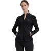 MoFiz Women’s Full Zip Hiking Shirt Lightweight UPF 50+ Sun Protection Running Jacket Long Sleeve Sports Outdoor Top Pocket(Black)