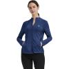 MoFiz Women’s Full Zip Hiking Shirt Lightweight UPF 50+ Sun Protection Running Jacket Long Sleeve Sports Outdoor Top Pocket(Blue)