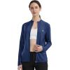 MoFiz Women’s Full Zip Hiking Shirt Lightweight UPF 50+ Sun Protection Running Jacket Long Sleeve Sports Outdoor Top Pocket(Blue)