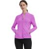 MoFiz Women’s Full Zip Hiking Shirt Lightweight UPF 50+ Sun Protection Running Jacket Long Sleeve Sports Outdoor Top Pocket(Purple)