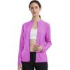 MoFiz Women’s Full Zip Hiking Shirt Lightweight UPF 50+ Sun Protection Running Jacket Long Sleeve Sports Outdoor Top Pocket(Purple)