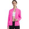 MoFiz Women’s Full Zip Hiking Shirt Lightweight UPF 50+ Sun Protection Running Jacket Long Sleeve Sports Outdoor Top Pocket(Rose Red)