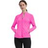 MoFiz Women’s Full Zip Hiking Shirt Lightweight UPF 50+ Sun Protection Running Jacket Long Sleeve Sports Outdoor Top Pocket(Rose Red)