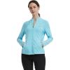MoFiz Women’s Full Zip Hiking Shirt Lightweight UPF 50+ Sun Protection Running Jacket Long Sleeve Sports Outdoor Top Pocket(Sky Blue)
