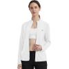 MoFiz Women’s Full Zip Hiking Shirt Lightweight UPF 50+ Sun Protection Running Jacket Long Sleeve Sports Outdoor Top Pocket(White)