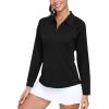MoFiz Women’s Golf Polo Shirt Long Sleeve Collared 1/4 Zip Stretch Soft Athletic Tops for Tennis Hiking & Outdoor Sports(Black)