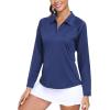 MoFiz Women’s Golf Polo Shirt Long Sleeve Collared 1/4 Zip Stretch Soft Athletic Tops for Tennis Hiking & Outdoor Sports(Navy Blue)