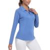 MoFiz Women’s Golf Polo Shirt Long Sleeve Collared 1/4 Zip Stretch Soft Athletic Tops for Tennis Hiking & Outdoor Sports(Sky Blue)