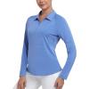 MoFiz Women’s Golf Polo Shirt Long Sleeve Collared 1/4 Zip Stretch Soft Athletic Tops for Tennis Hiking & Outdoor Sports(Sky Blue)