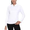 MoFiz Women’s Golf Polo Shirt Long Sleeve Collared 1/4 Zip Stretch Soft Athletic Tops for Tennis Hiking & Outdoor Sports(White)