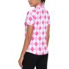 MoFiz Women’s Golf Polo Shirt Short Sleeve Collared 1/4 Zip Athletic Tennis Shirt Quick-Dry Lightweight Summer Casual Tops(Rose Pink Argyle)