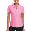 MoFiz Women’s Golf Polo Shirt Short Sleeve UPF 50+ Collared 1/4 Zip Tennis Tops Quick-Dry Lightweight Cooling Athletic Shirt(Pink)