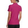 MoFiz Women’s Golf Polo Shirt Short Sleeve UPF 50+ Collared 1/4 Zip Tennis Tops Quick-Dry Lightweight Cooling Athletic Shirt(Rose)