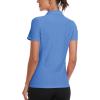 MoFiz Women’s Golf Polo Shirt Short Sleeve UPF 50+ Collared 1/4 Zip Tennis Tops Quick-Dry Lightweight Cooling Athletic Shirt(Sky Blue)